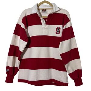 Barbarian Stanford University Rugby Shirt Mens M Red Striped Long Sleeve Heavy